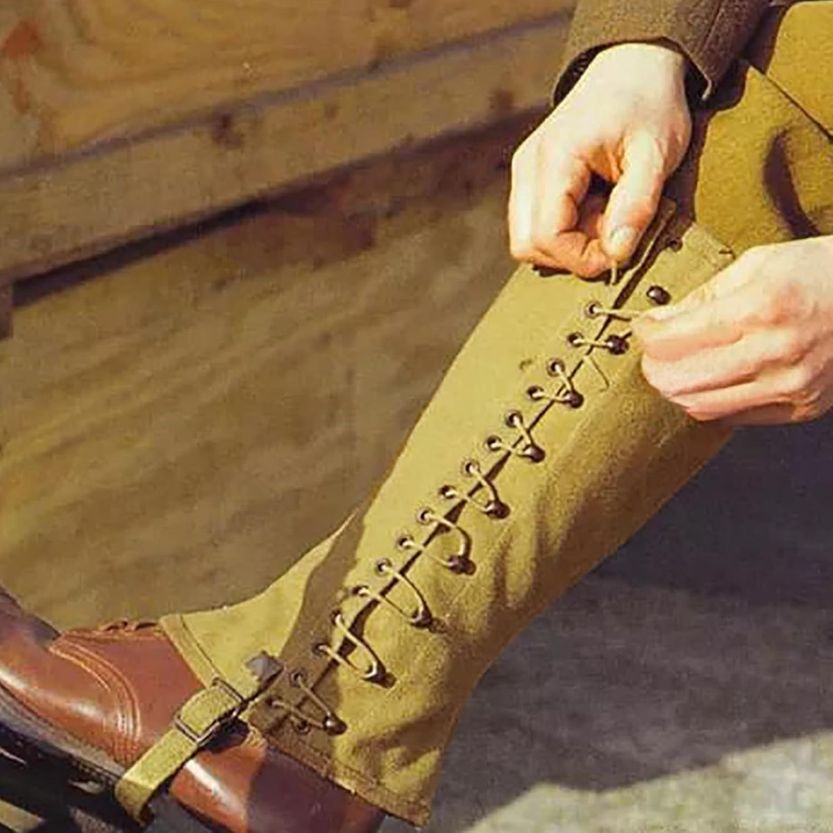 Vintage Canvas WWII Gaiters for Men - Reproduction Snake Leg Gaiters