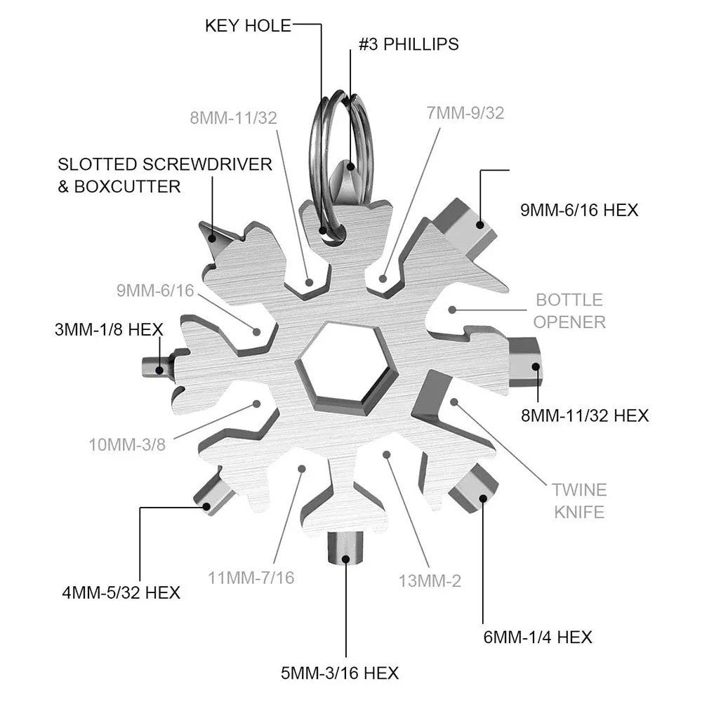 18-in-1 Stainless Steel Snowflake Multi-Tool Portable Camping & Outdoor Gear