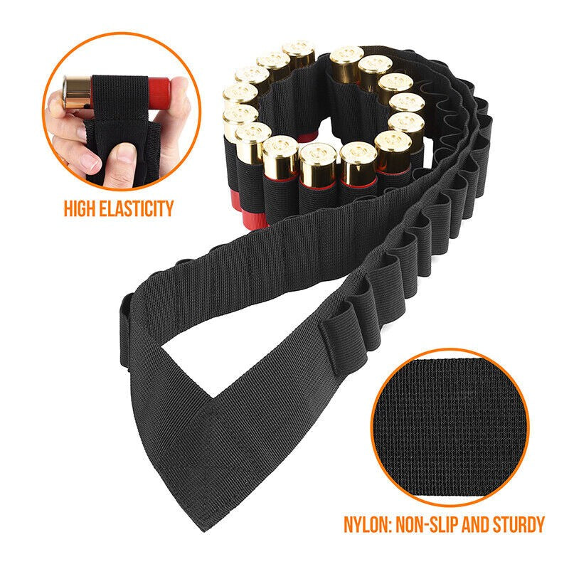 Hunting Shotgun Shell Bandolier Holder 12/20 Gauge 50 Rounds Nylon Belt