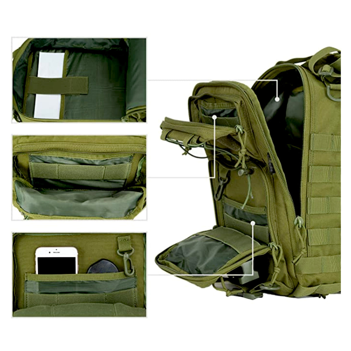 Tactical Military Sling Bag 15L with Molle Webbing and Adjustable Shoulder Strap