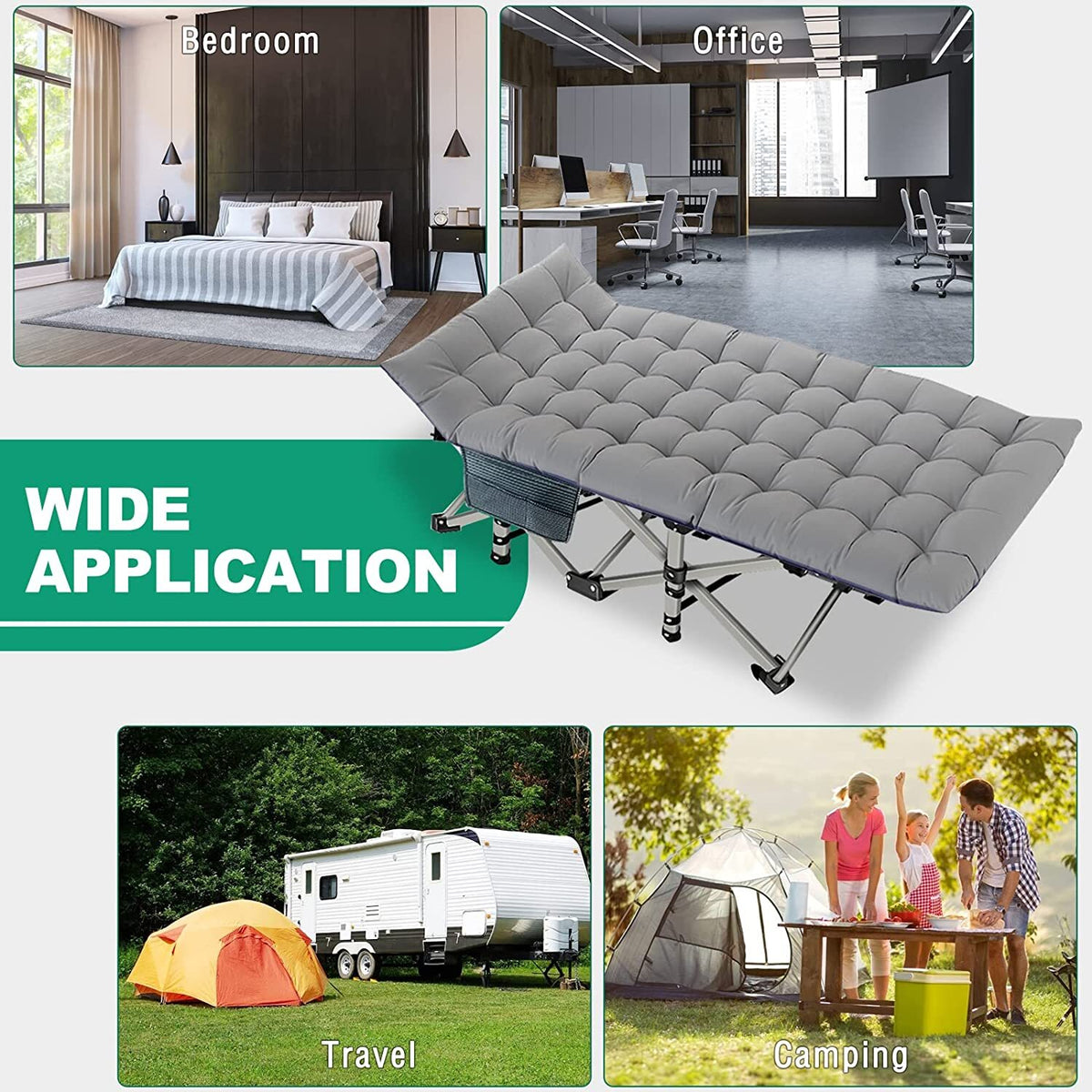 Heavy-Duty Camping Cot for Adults with Soft Padding and Carry Bag
