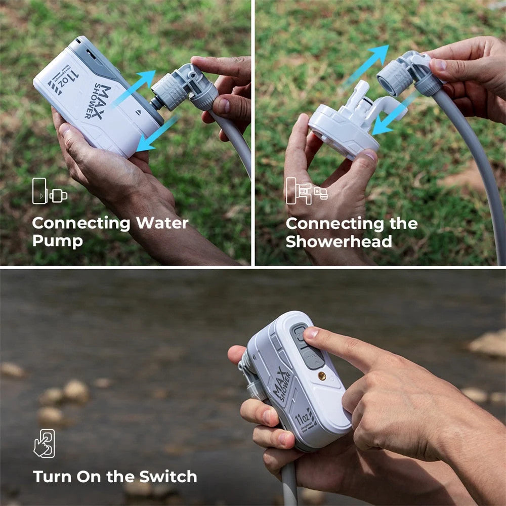 Ultralight Rechargeable Portable Outdoor Shower with High-Flow & Detachable Filter
