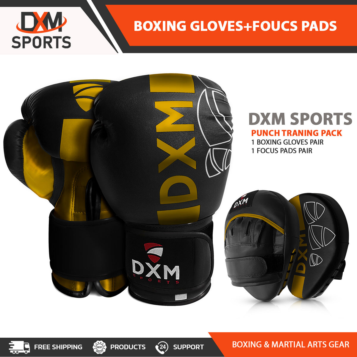 Boxing Training Pack with Gloves and Focus Mitts for Martial Arts & Sparring