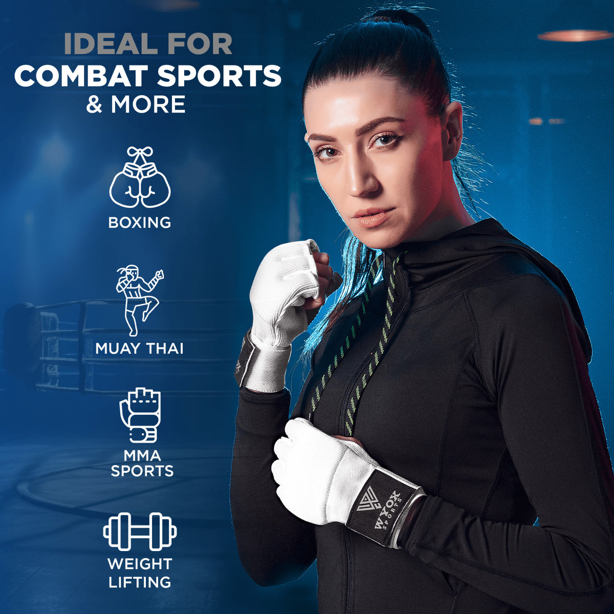 MMA Gloves & Gel Boxing Hand Wraps Set for Kickboxing Sparring Training