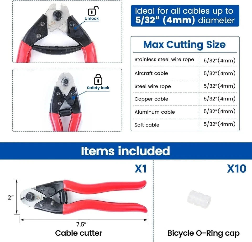 Bike Cable Cutter Heavy Duty Wire Rope Tool for Brake and Fencing