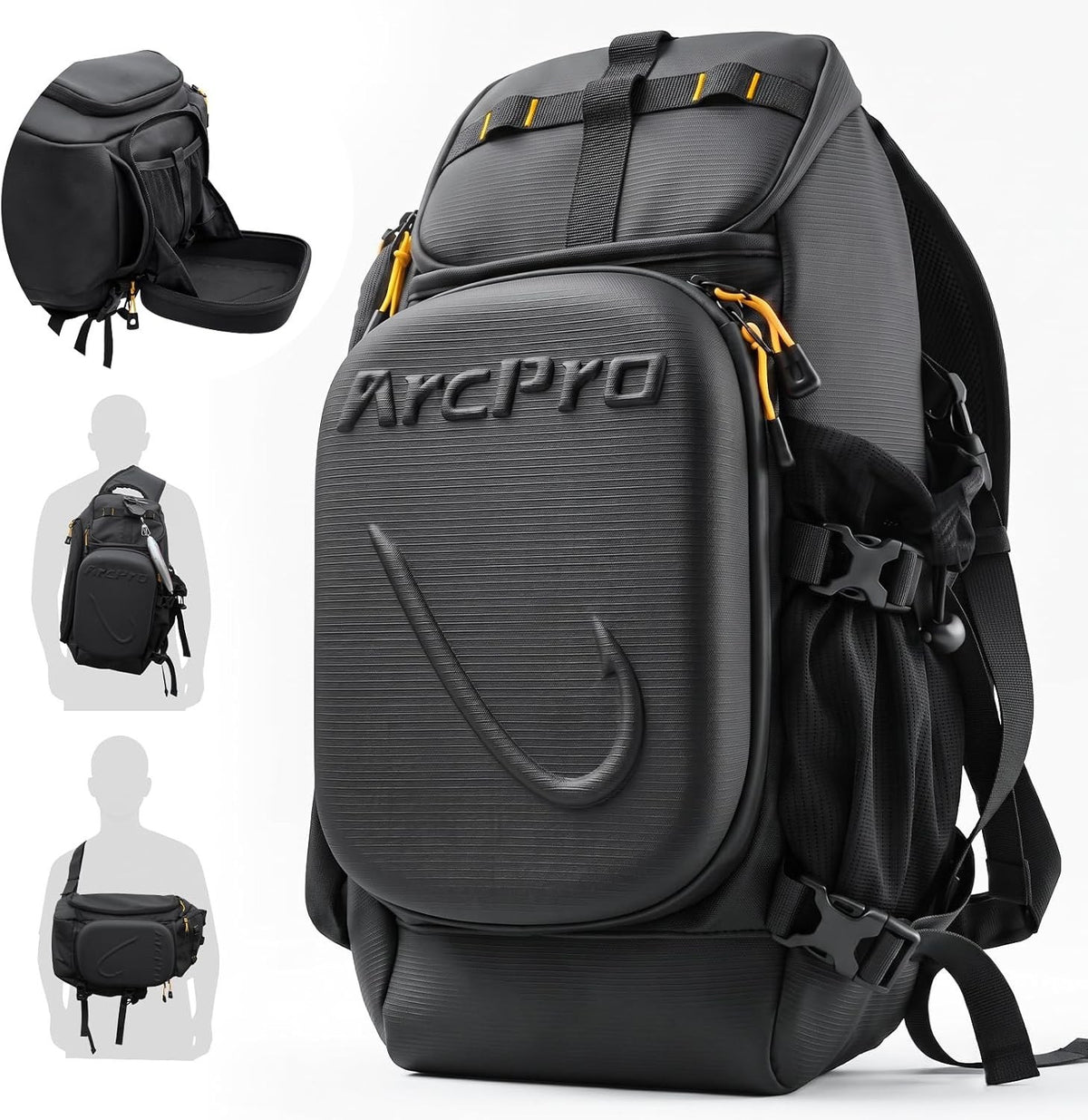EVA Hardshell Fishing Sling Pack with Foldable Workstation - Water-Resistant Chest Bag