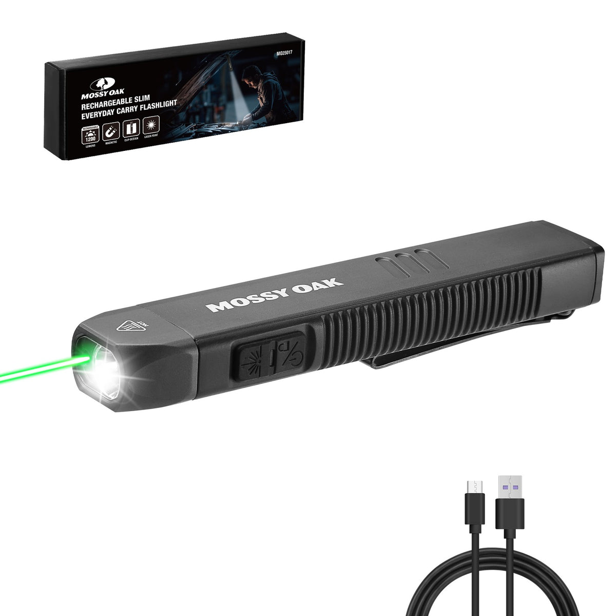 Rechargeable LED Flat Flashlight 1200LM with Magnetic Base & Red Light