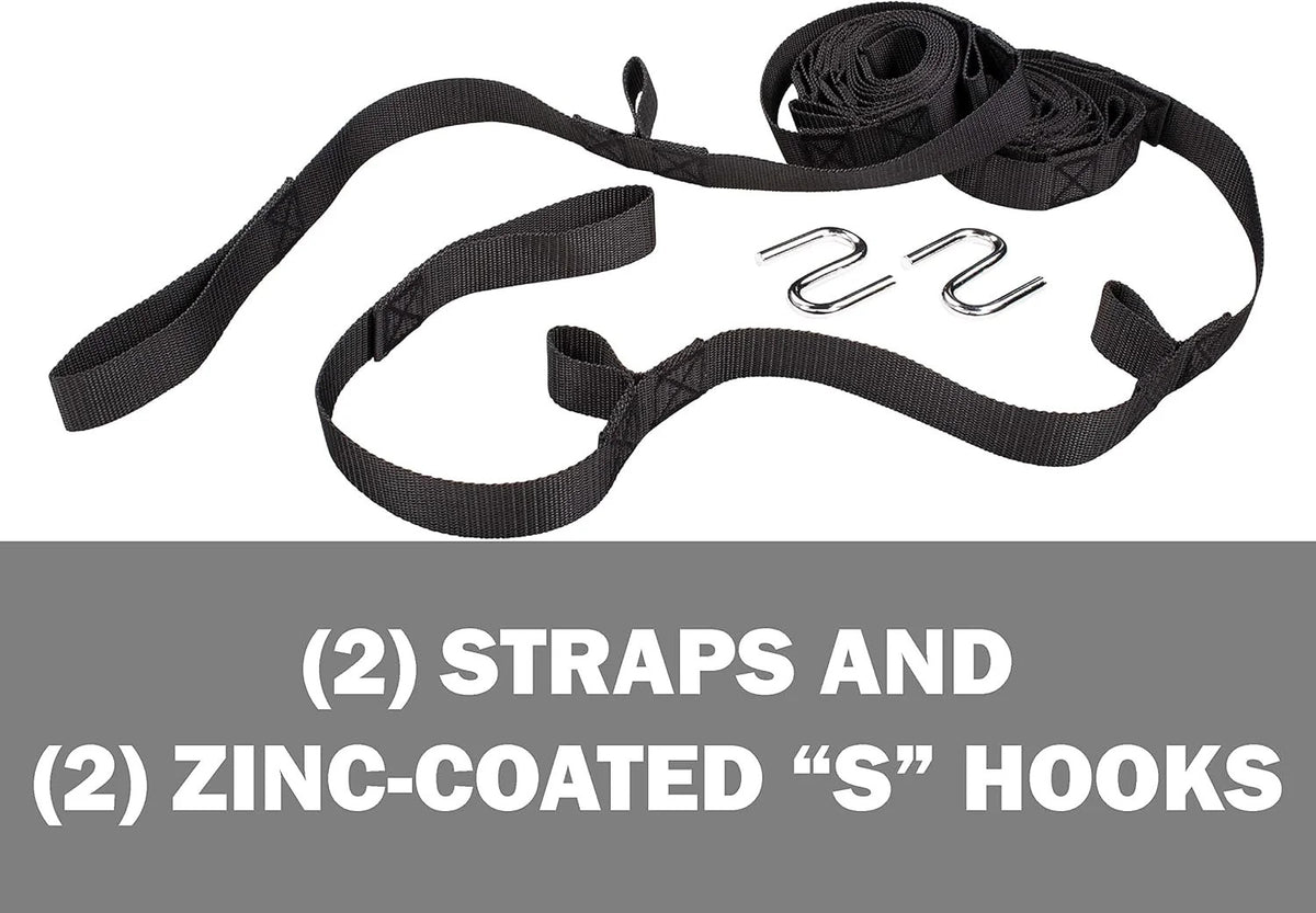 Hammock Suspension Straps with Hooks - Adjustable, Non-Slip Polyester Nylon, 300 Lb Capacity