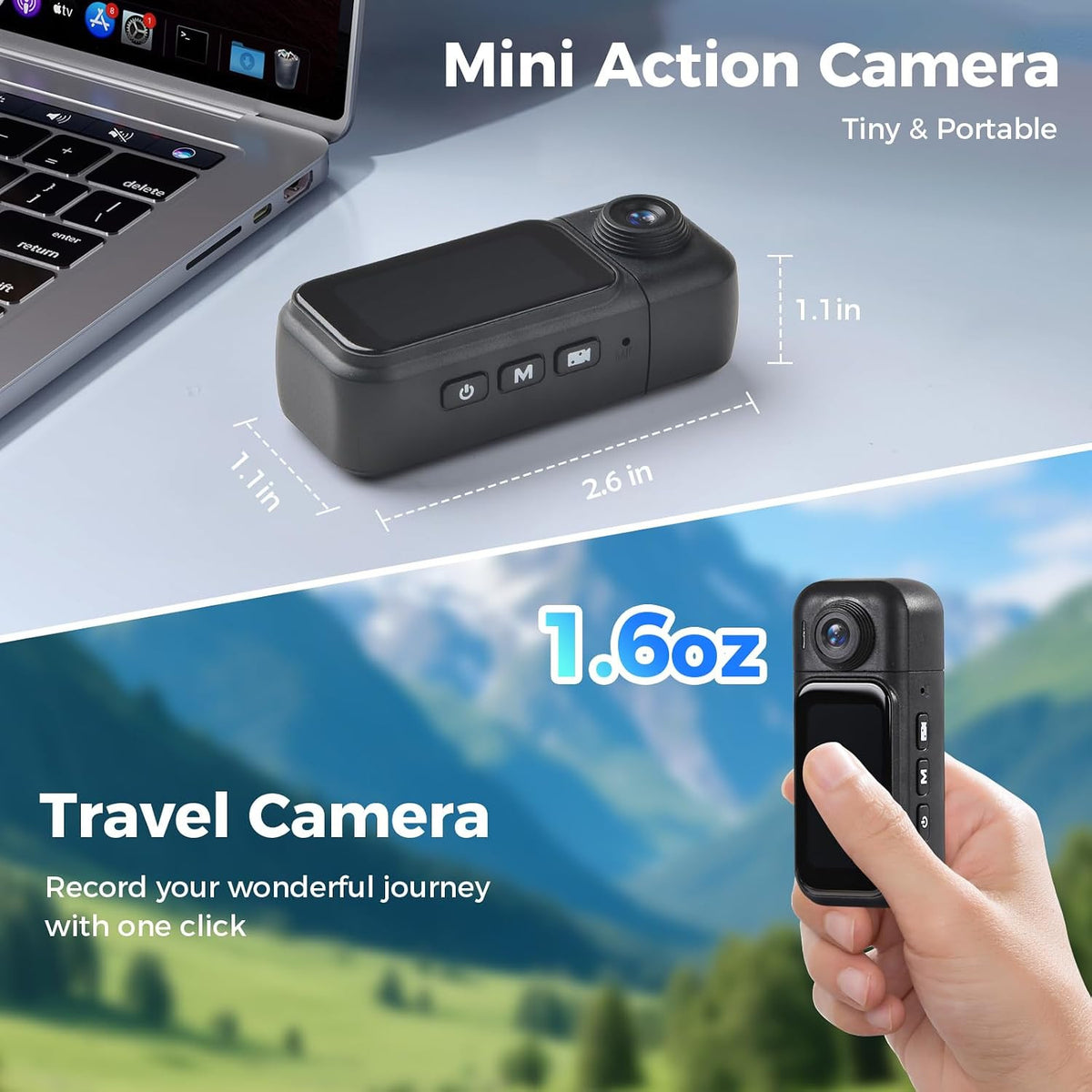 4K Mini Body Camera with 64GB Memory - Wearable Action Cam for Cycling & Outdoor Use