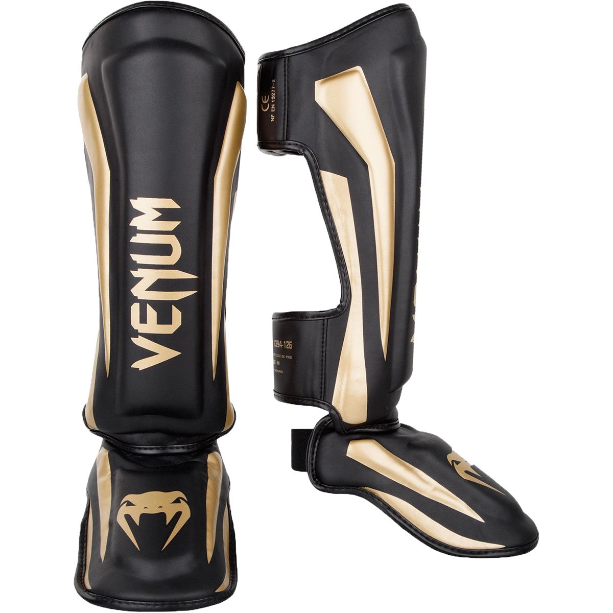 Lightweight Boxing Shin Guards with Hook and Loop Closure - Black Gold