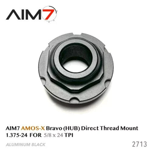Universal 1.375x24 HUB Direct Thread Mount for Suppressors - Black Aluminum