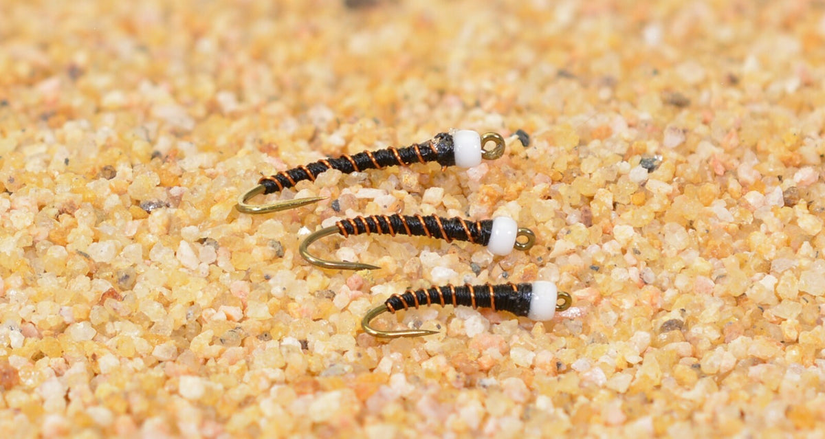 Fly Fishing Midge Flies with White Glass Bead & Signature Hooks - Assorted Sizes