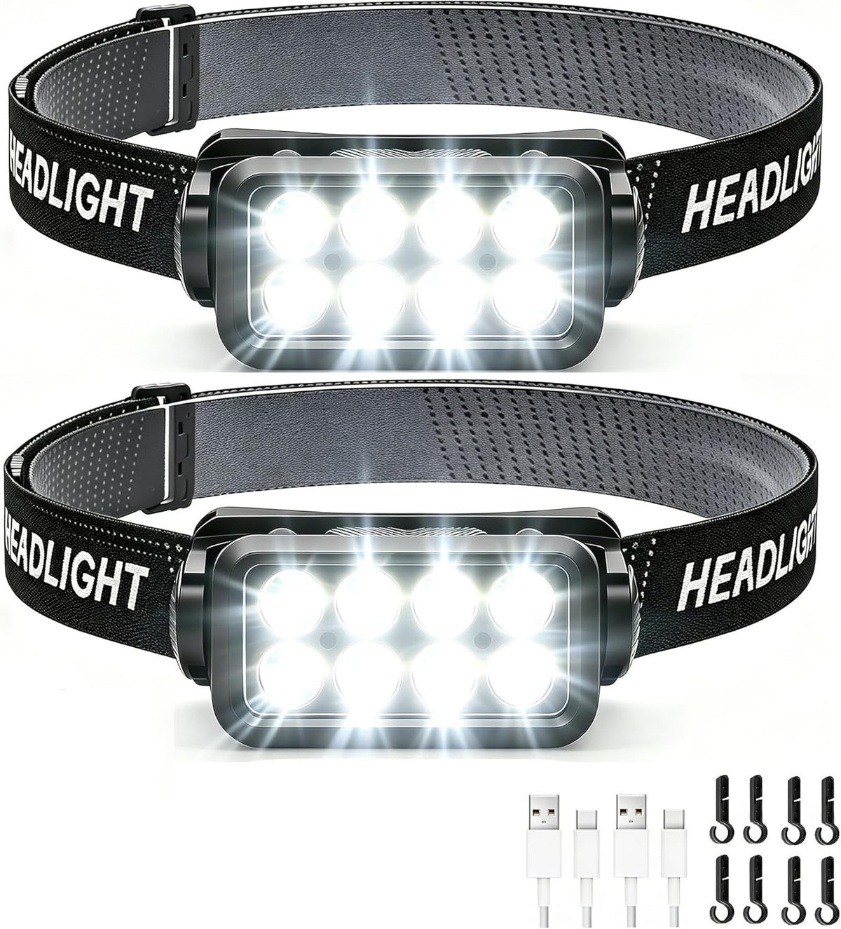 Rechargeable Motion Sensor Headlamp with 5 Lighting Modes, USB-C Head Torch