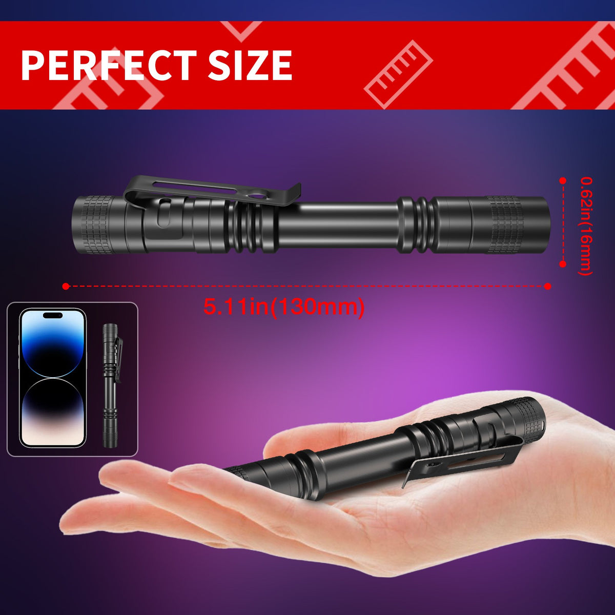 UV Flashlight Penlight Waterproof Pocket Torch for Stain Detection