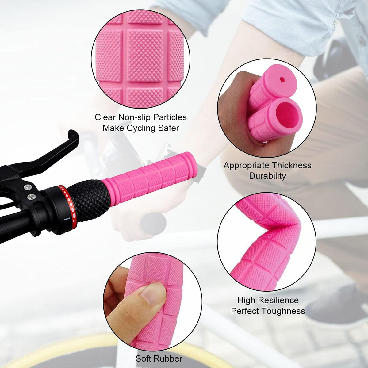 Non-Slip Bike Handlebar Grips for Kids and Adults with Tassel