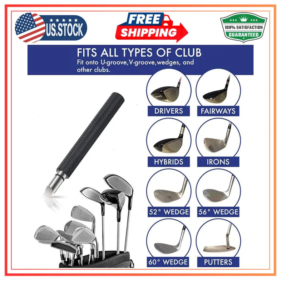 Golf Club Groove Sharpener Tool for U and V Grooves - Durable Metal Cleaner
