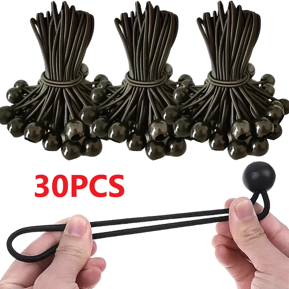 30pcs 4 Inch Black Bungee Cord Tie Downs for Camping and Outdoor Use