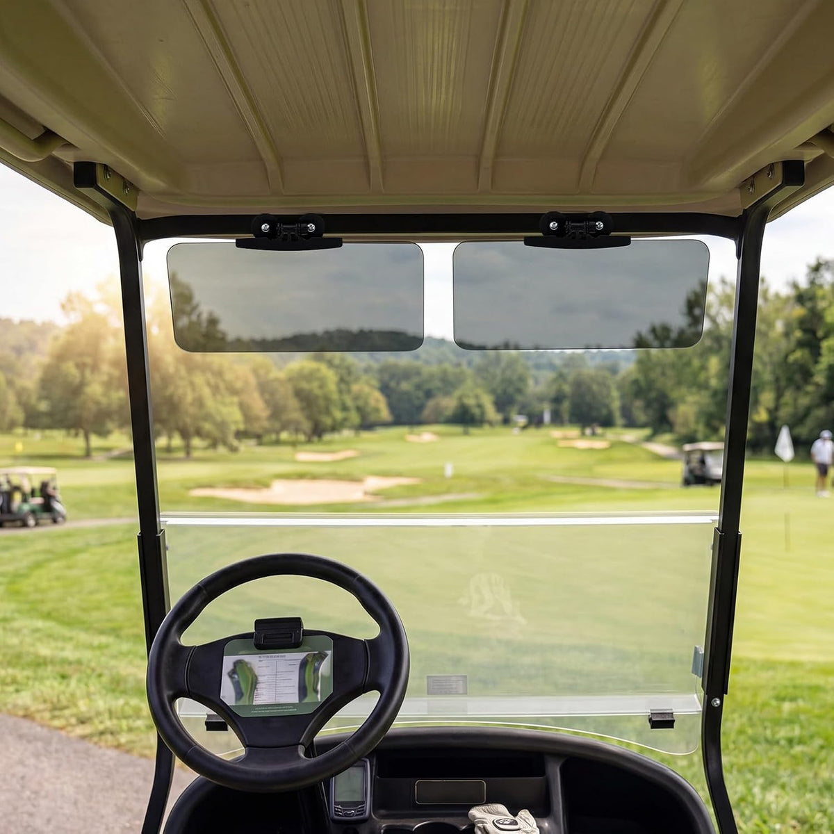 Magnetic Sun Visor for Golf Carts and UTVs - UV & Glare Protection, 13 x 5.7 Inches, 2 Pack