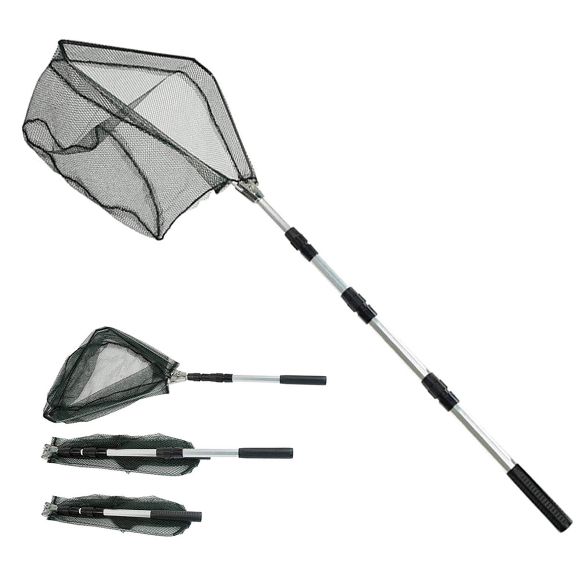 Fishing Landing Net with Telescoping Aluminum Pole - 59 Inch, Silver