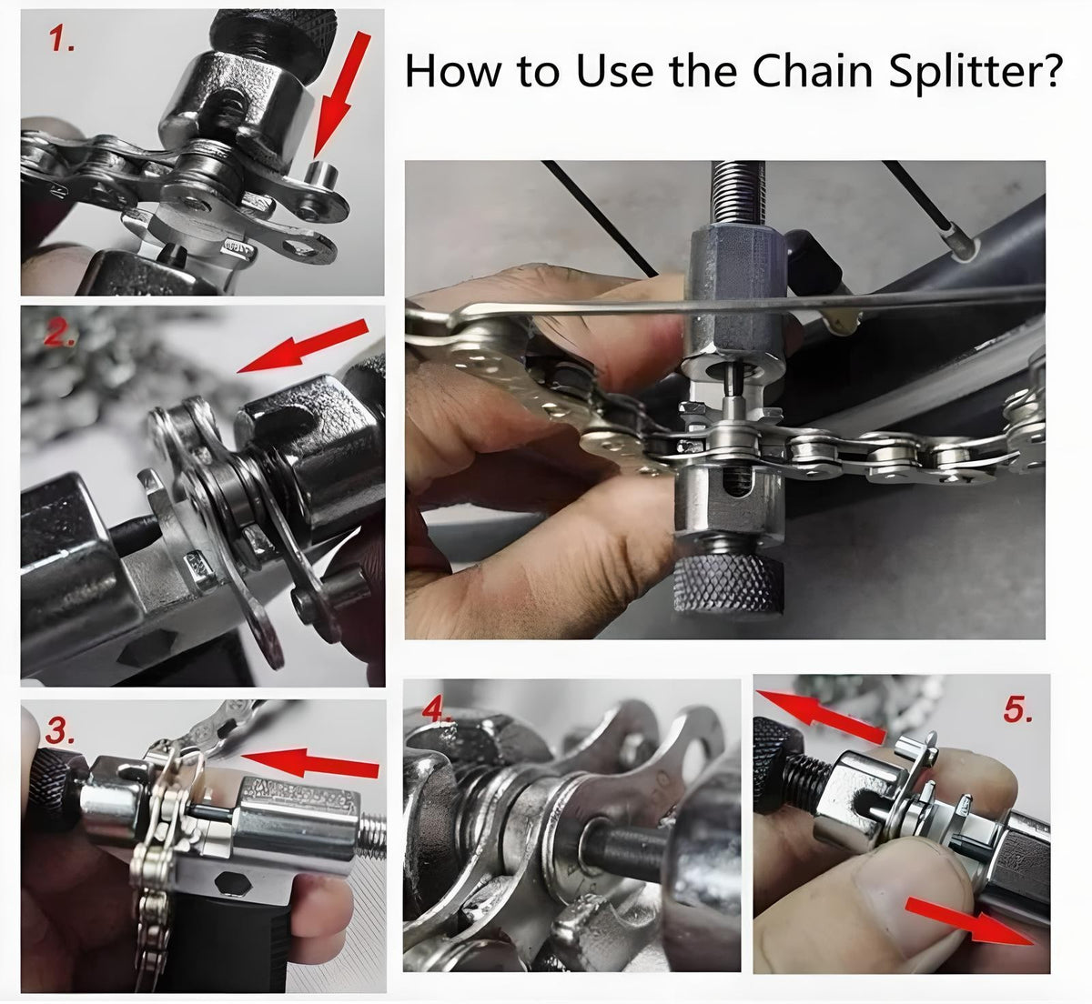 6-Piece Bicycle Repair Tool Set with Chain Breaker & Crank Extractor