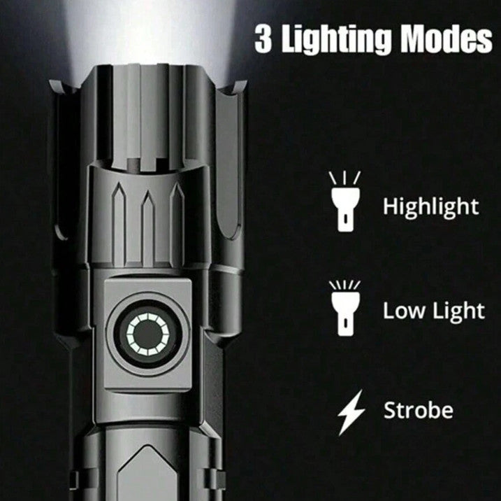 USB Rechargeable Handheld Flashlight with Wide Beam for Outdoor & Emergency Use