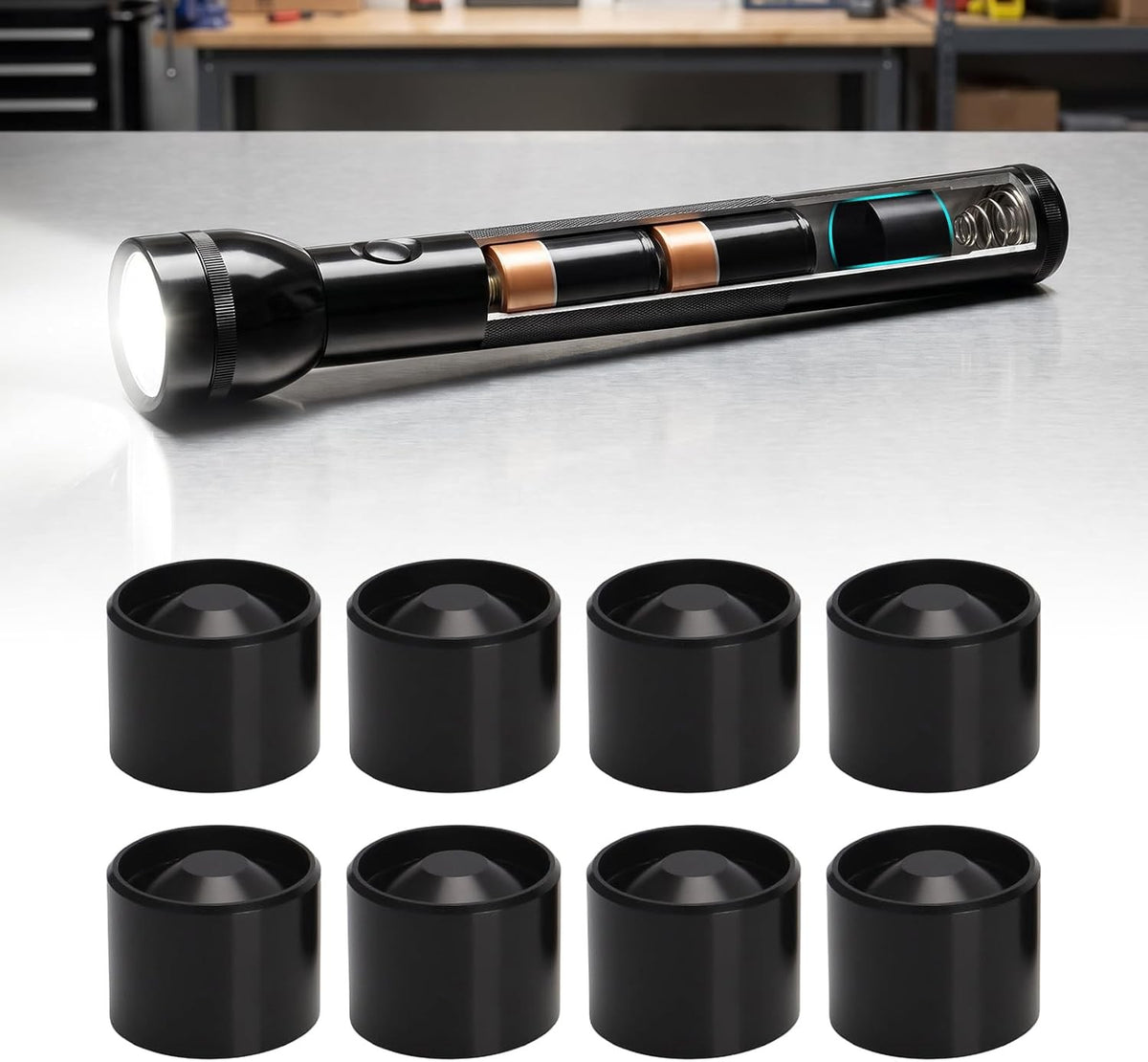 Set of 16 Aluminum Hidden Storage Cups for Maglite C Cell Flashlights