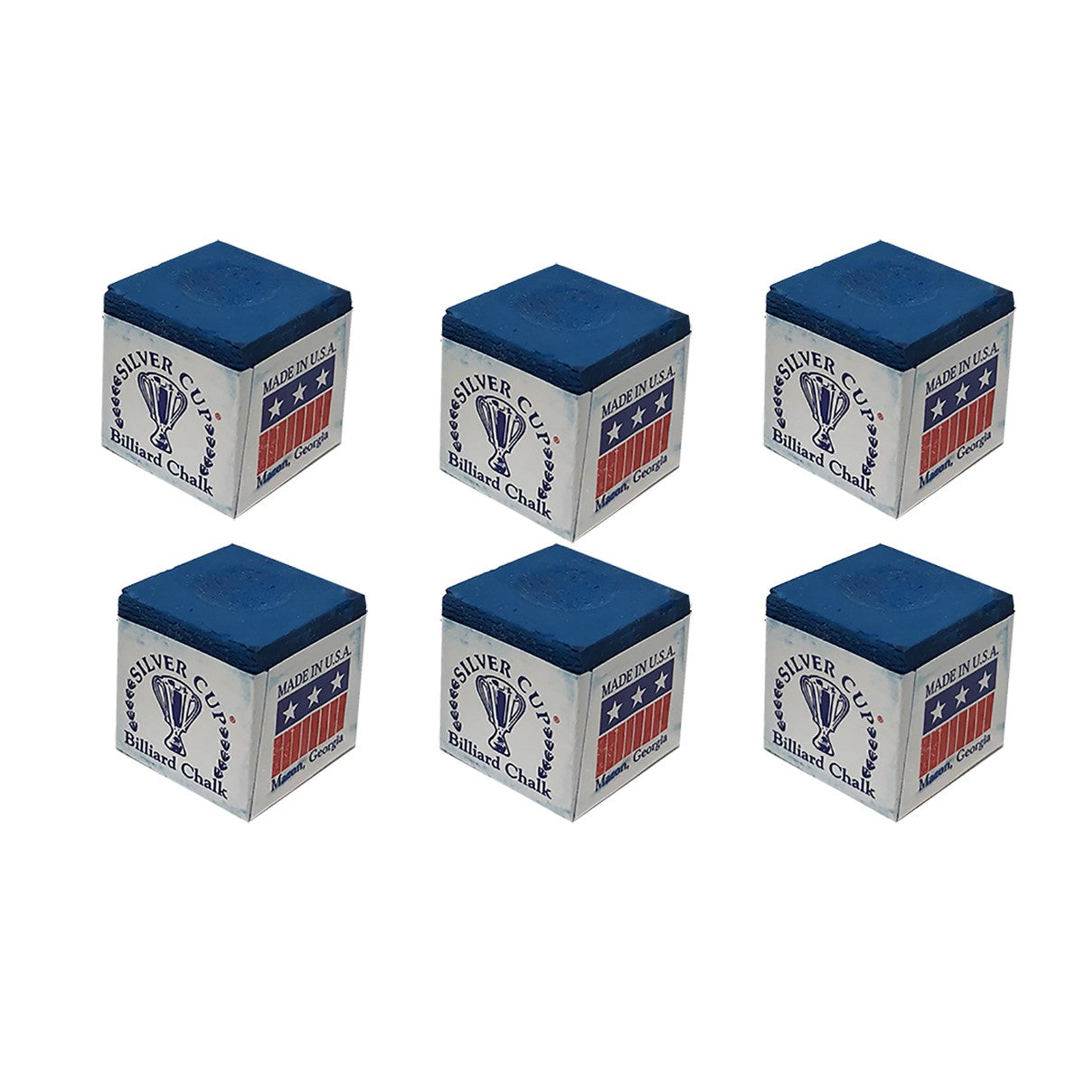 Silver Cup Royal Blue Pool Cue Chalk – 6 Pack