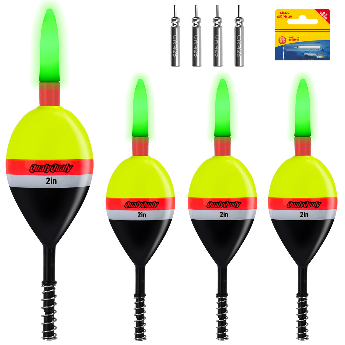Lighted Slip Bobbers Fishing Floats Set - Sensitive Wooden Tackle for Crappie Walleye