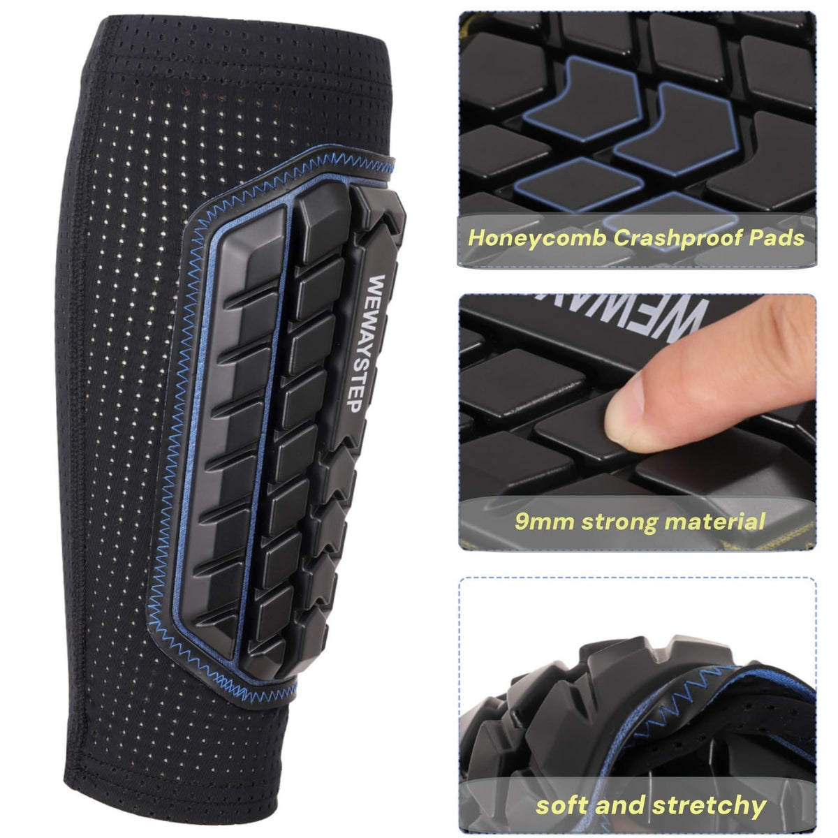 Kids Adult Soccer Shin Guards Calf X-Large Impact Protection Black Yellow