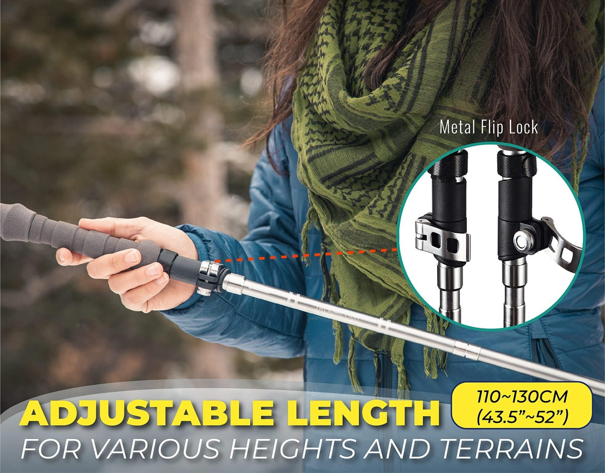 Lightweight Collapsible Hiking Trekking Poles with Cork Grip - Adjustable & Durable