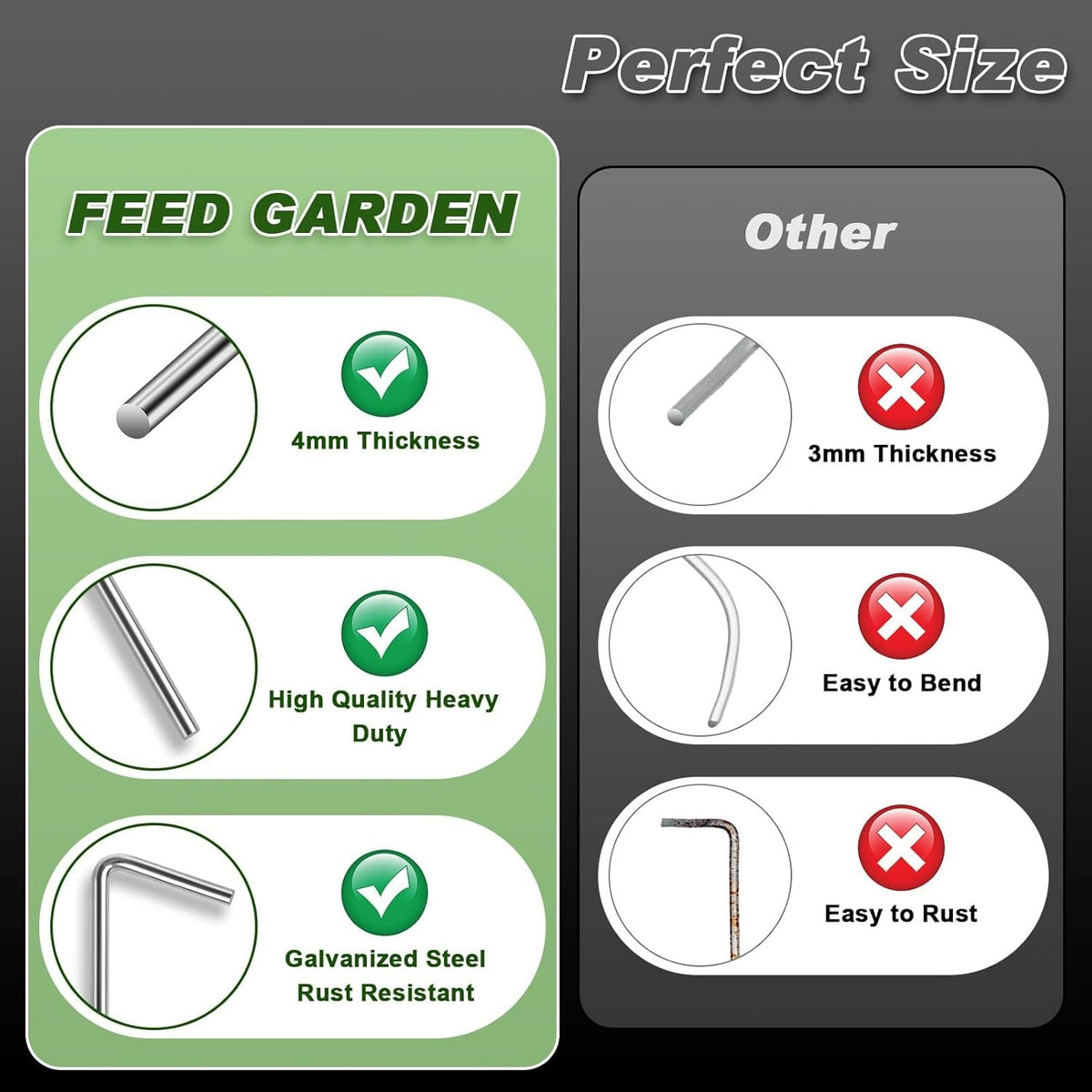 Heavy Duty Steel Tent Pegs Set for Camping and Outdoor Tarp Anchors - 18 Pieces