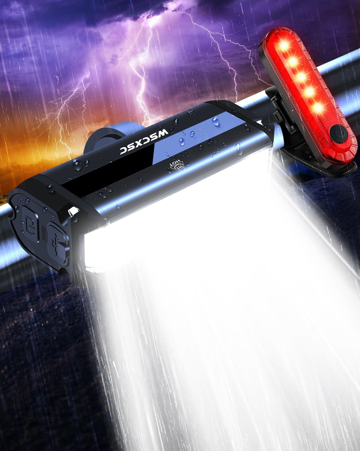9000 Lumen Bicycle Headlight Set Waterproof USB Rechargeable for Night Riding