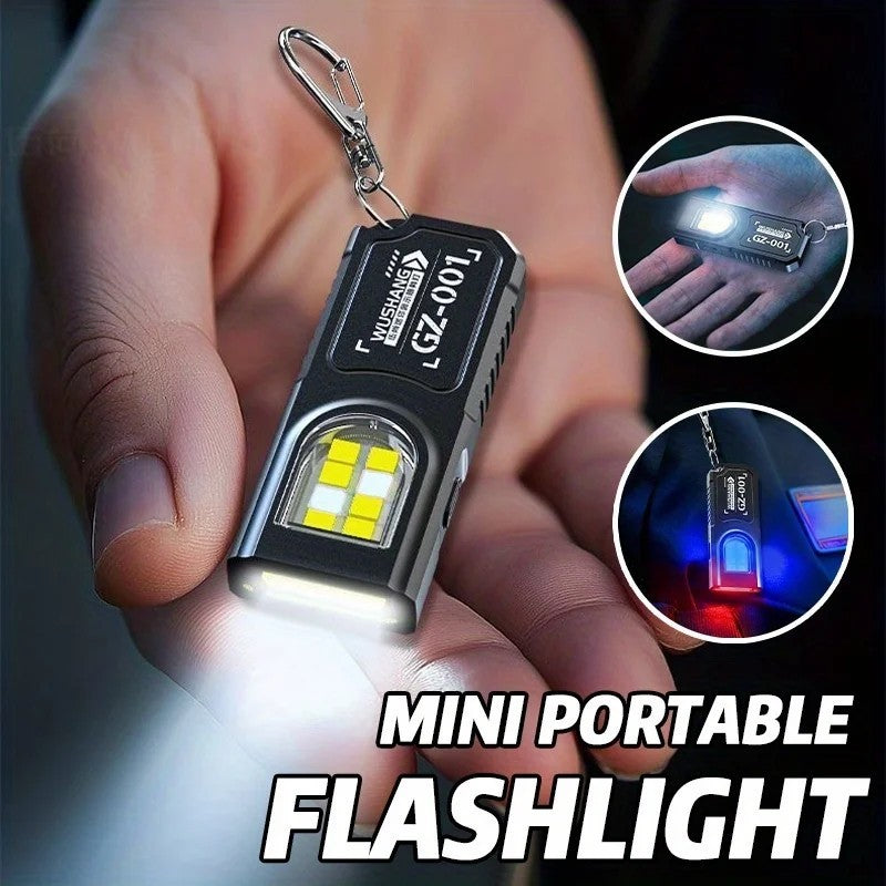 Mini LED Keychain Flashlight USB Rechargeable Waterproof Emergency Torch