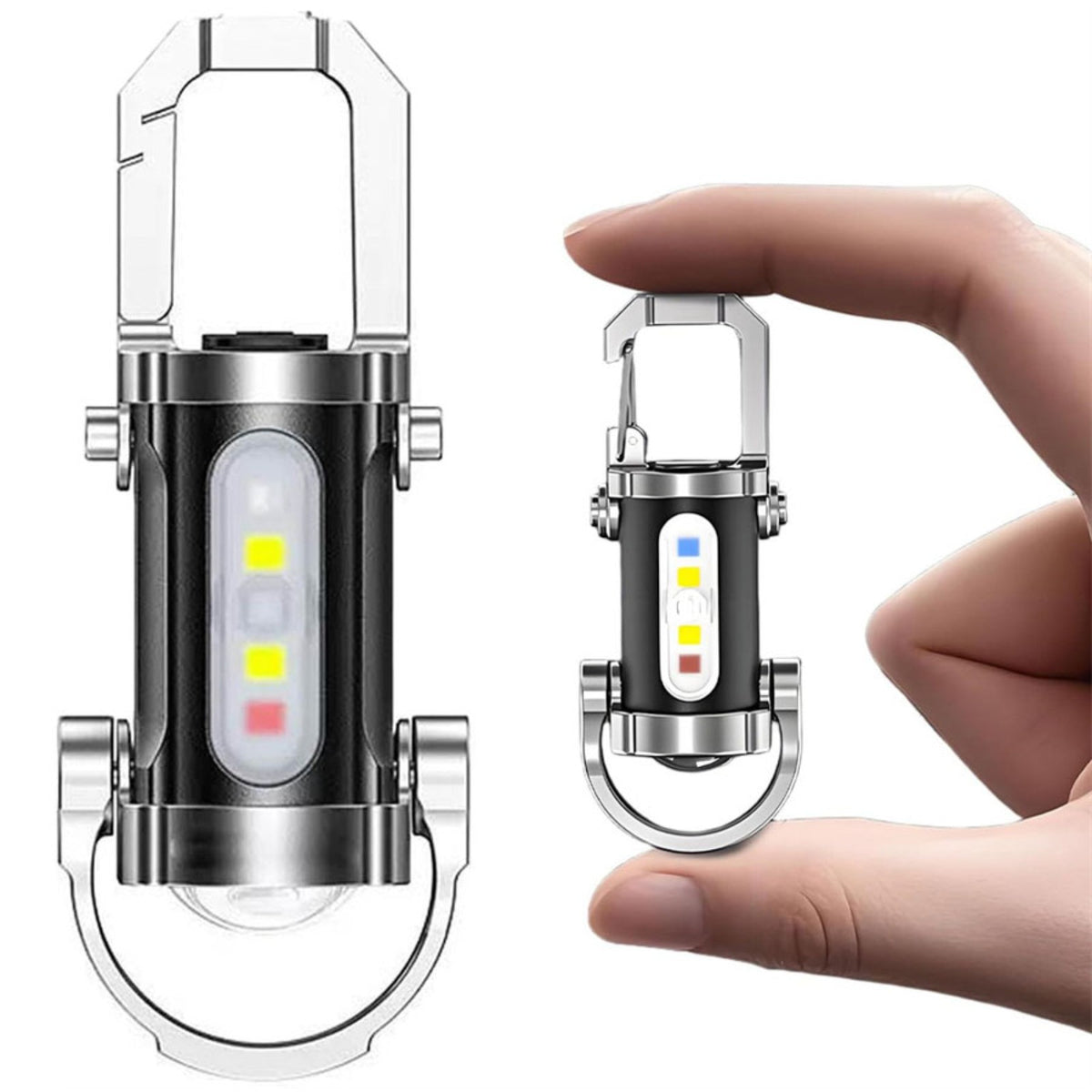 Portable Rechargeable LED Keychain Flashlight with 7 Modes Waterproof