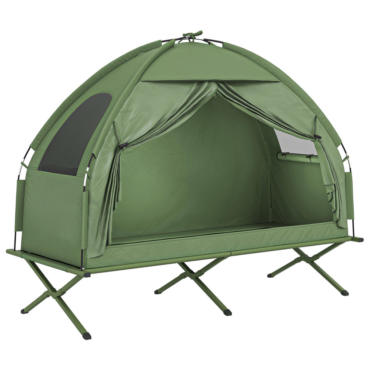 Portable Single-Person Camping Tent Cot Combo for Hunting & Fishing