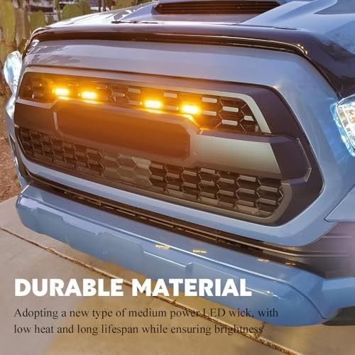 4PCS Amber LED Grill Lights with Fuse Adapter for Trucks - Waterproof Front Bumper Lamps