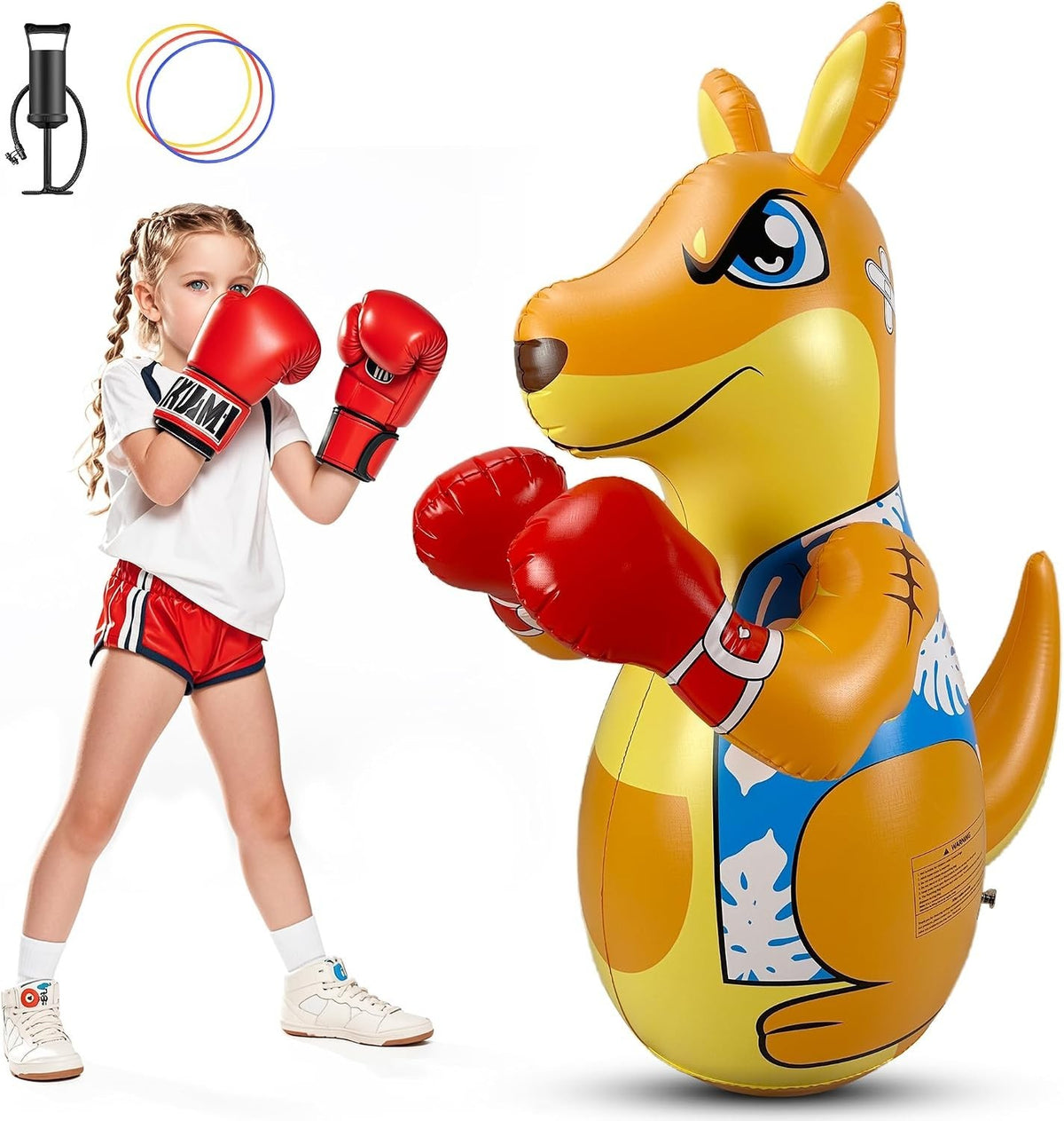 Kangaroo-Themed Inflatable Punching Bag for Kids, Active Sensory Play, 50 Inches