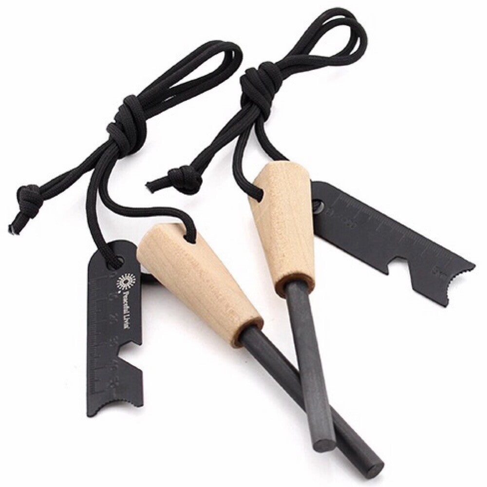 Wood Fire Starters Flint Steel Striker Camping Survival Kit - Waterproof Outdoor Tool Set