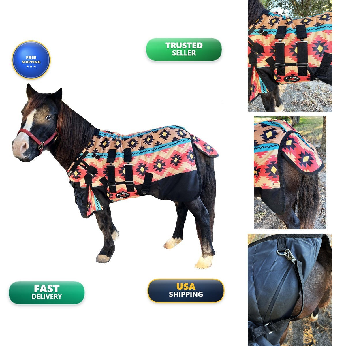 Winter Horse Blanket 1200D Waterproof Donkey Pony Foal Rug