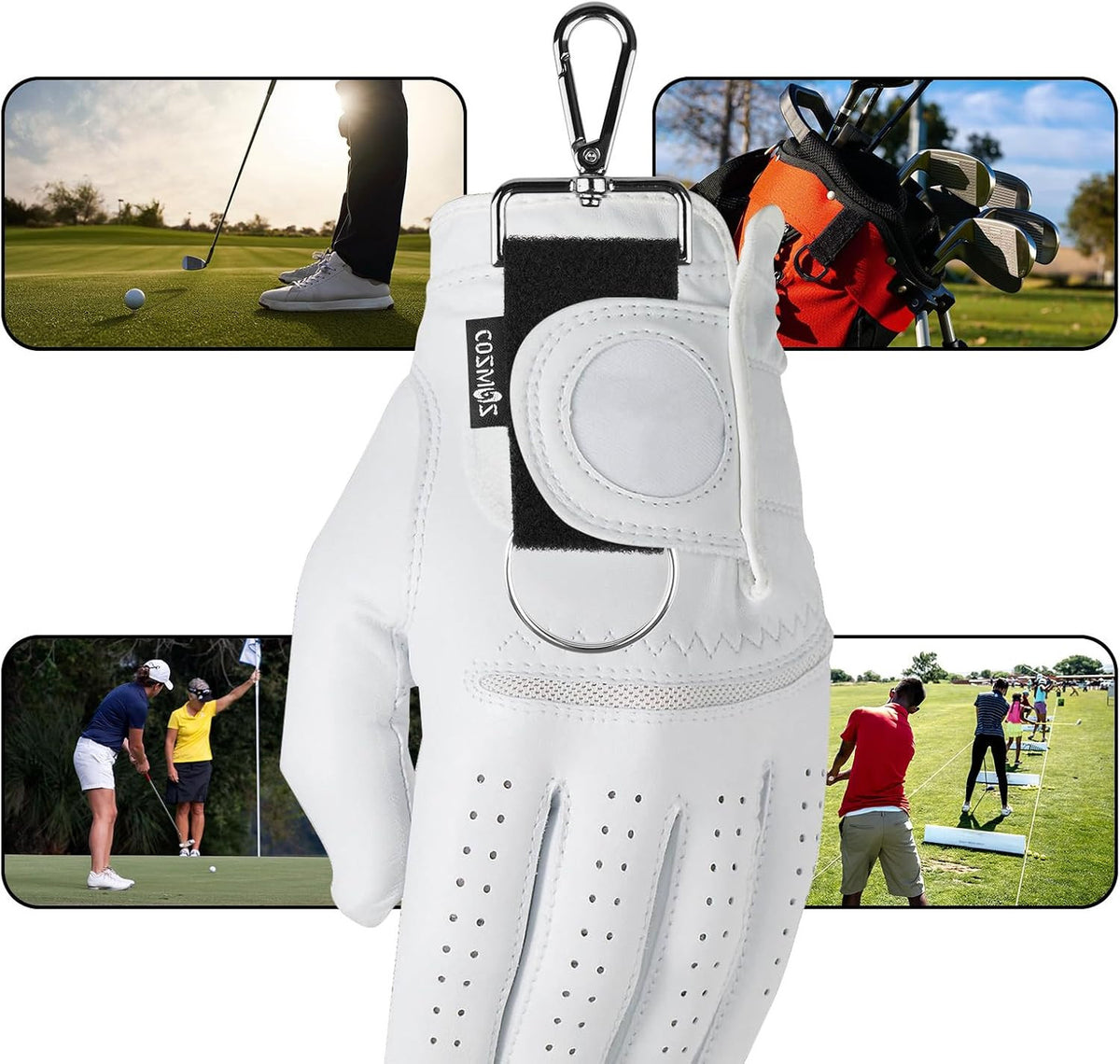 Golf Glove Belt Holder Strap Double Loop with Metal Clip - 2 Pack