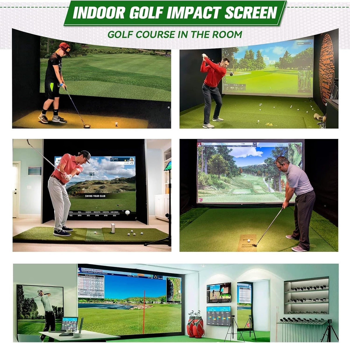 7mm Thickened Golf Impact Screen for Indoor Golf Simulators - 8.5ft x 8.5ft White Polyester with Grommets