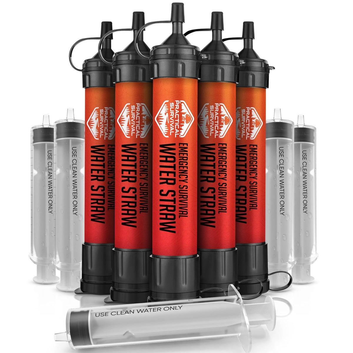 Emergency Water Filter Straws 1800-Gallon Pack for Survival Camping Hiking BPA Free