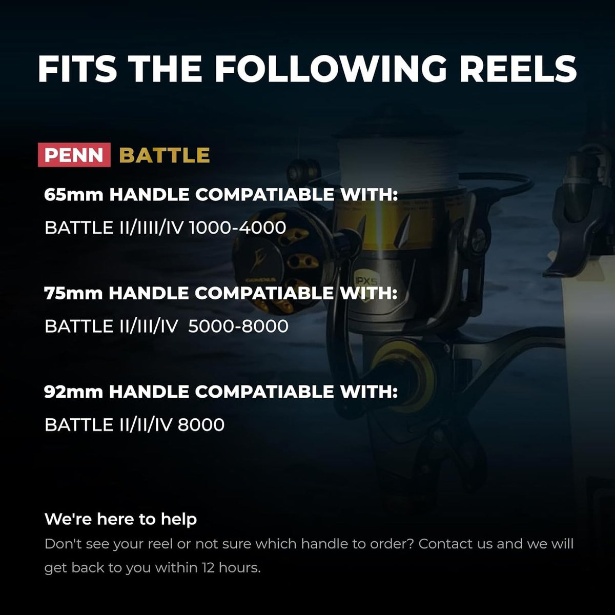 Fishing Reel Handle Upgrade for Penn Battle II/III/IV - Longer Power Crank & Ergonomic Grip