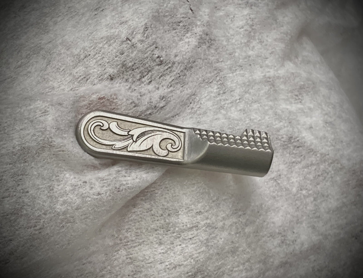 1911 Slide Stop Engraved Stainless Steel for 45ACP Handgun