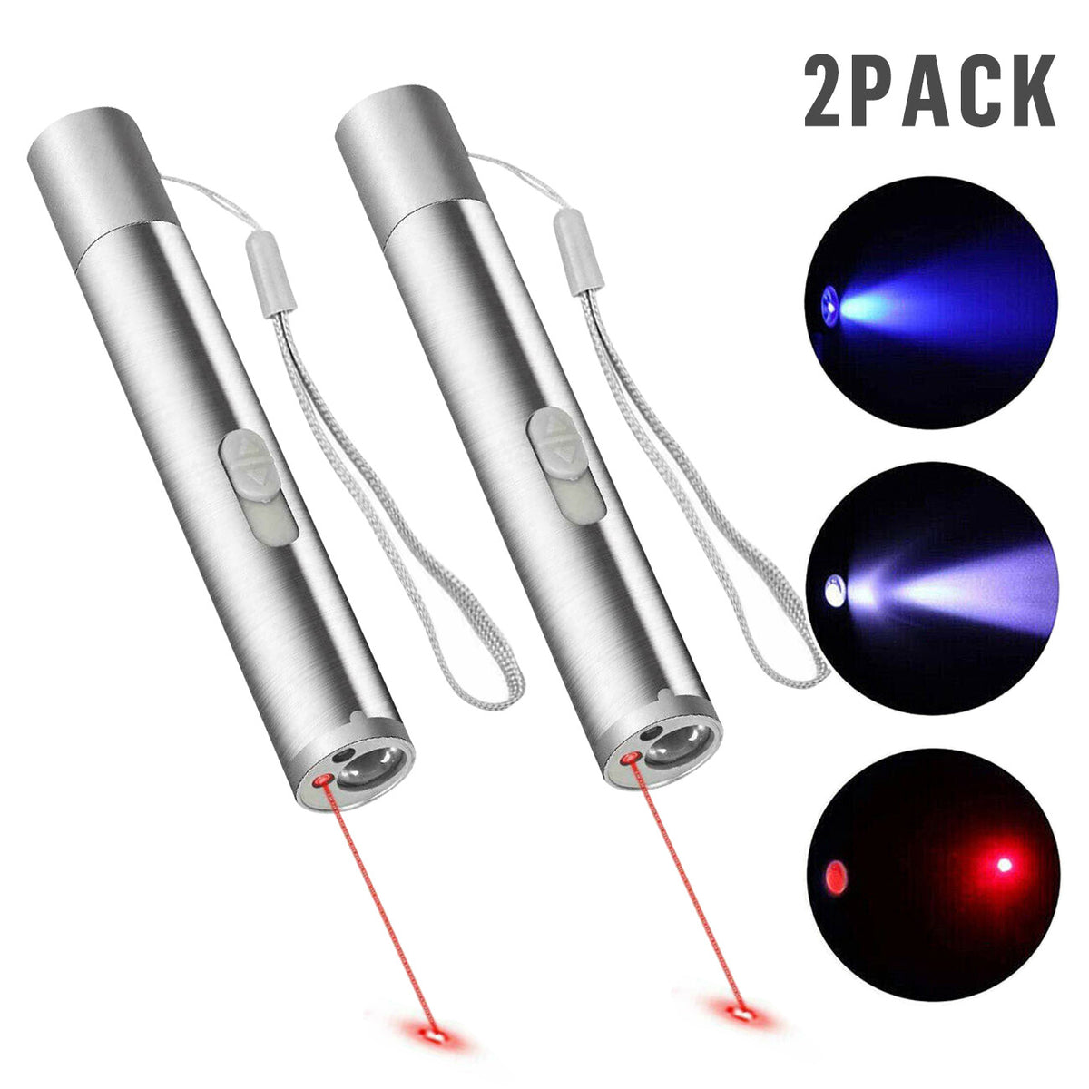 2PCS USB Rechargeable Laser Pointer Pen for Pets and Presentations