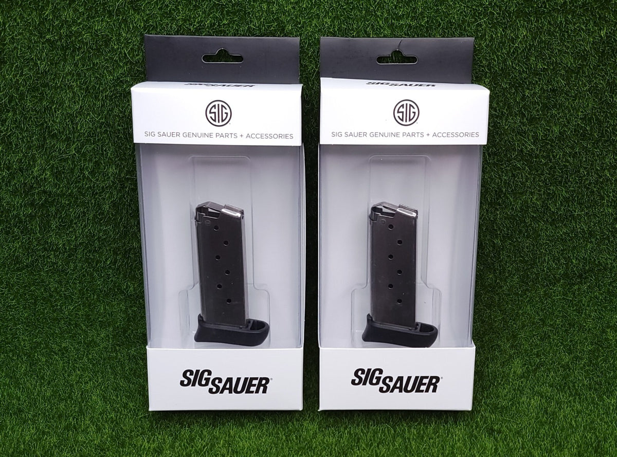 Sig Sauer P938 Magazine 9mm 7 Rounds Nickel Finish with Finger Rest - Pack of 2
