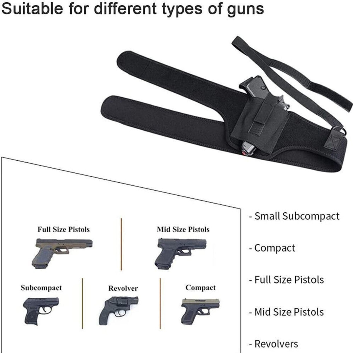 Concealed Carry Shoulder & Waist Holster for Pistols - Tactical Design, Adjustable, Secure Fit