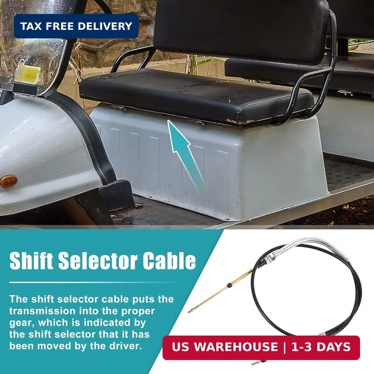 Golf Cart Transmission Shift Cable Replacement for Club Car D-S 1998