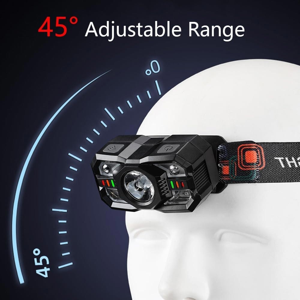 Rechargeable LED Headlamp with Red Light for Running Hunting and Outdoor Activities