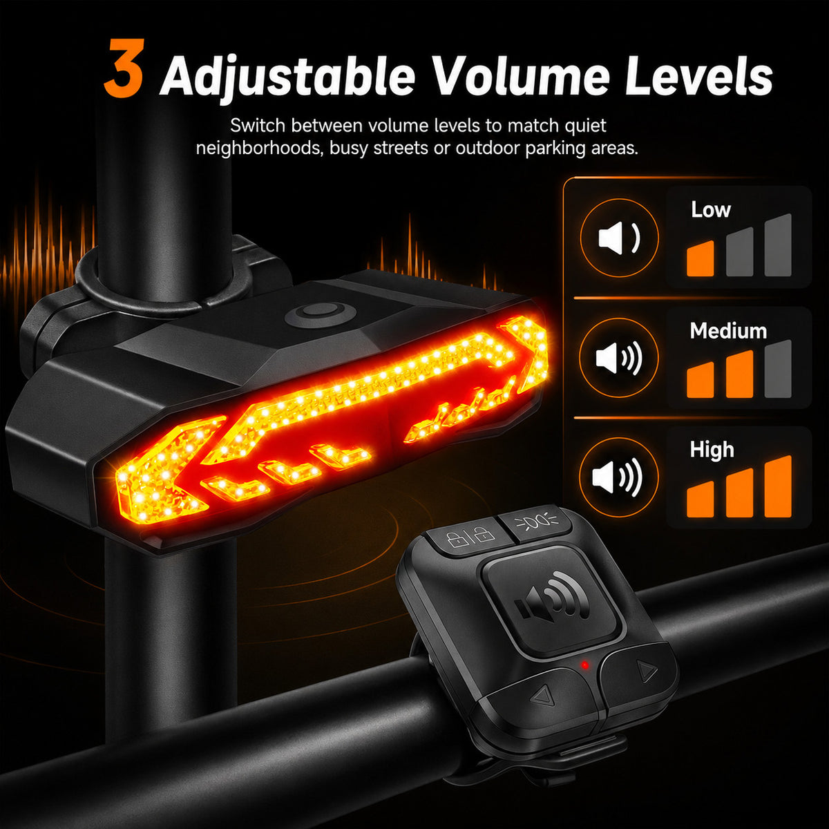 USB Rechargeable Bike Tail Light with Turn Signals Waterproof LED Cycling Safety Lamp